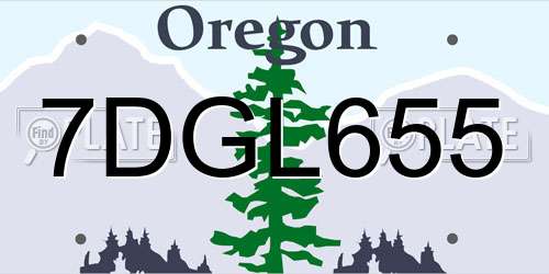 7DGL655 Oregon License Plate