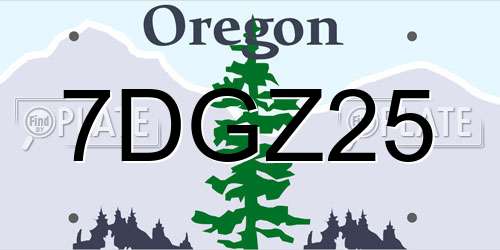 7DGZ25 Oregon License Plate