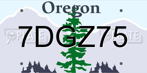7DGZ75 Oregon License Plate