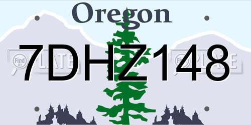 7DHZ148 Oregon License Plate