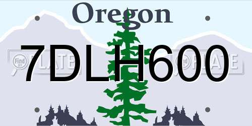 7DLH600 Oregon License Plate
