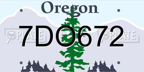 7DO672 Oregon License Plate