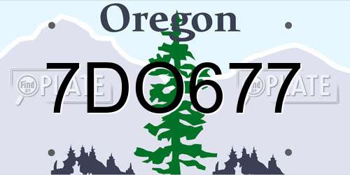 7DO677 Oregon License Plate