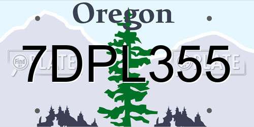 7DPL355 Oregon License Plate