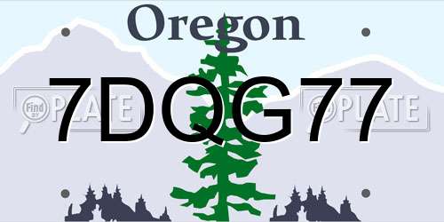 7DQG77 Oregon License Plate