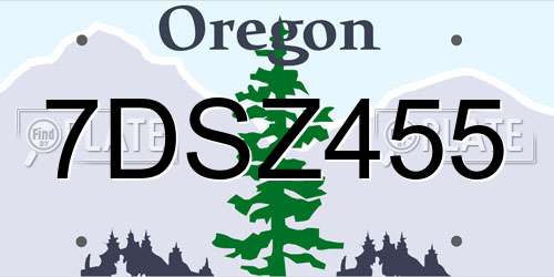 7DSZ455 Oregon License Plate