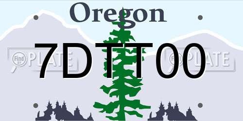 7DTT00 Oregon License Plate