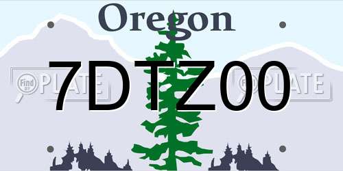 7DTZ00 Oregon License Plate
