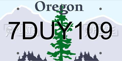 7DUY109 Oregon License Plate
