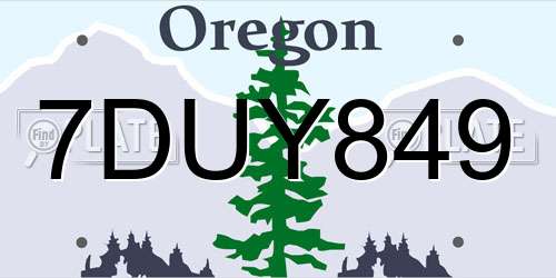 7DUY849 Oregon License Plate