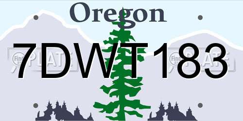 7DWT183 Oregon License Plate