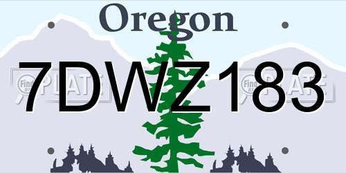 7DWZ183 Oregon License Plate