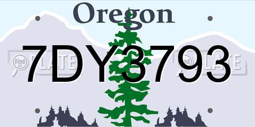 7DY3793 Oregon License Plate