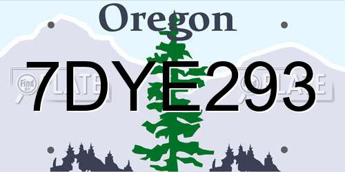7DYE293 Oregon License Plate