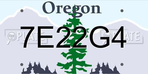 7E22G4 Oregon License Plate