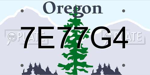 7E77G4 Oregon License Plate