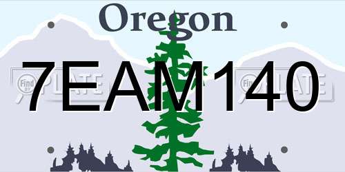 7EAM140 Oregon License Plate