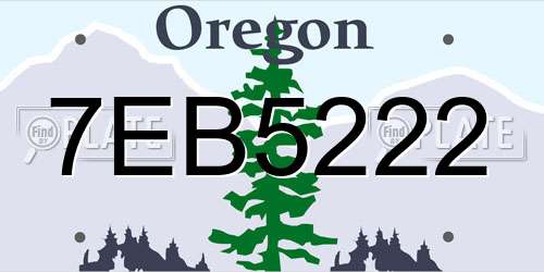 7EB5222 Oregon License Plate