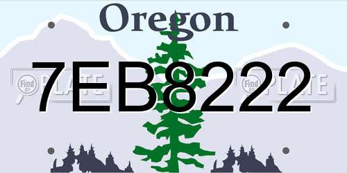 7EB8222 Oregon License Plate