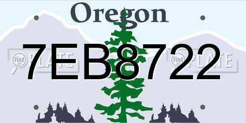 7EB8722 Oregon License Plate