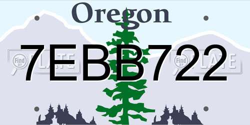 7EBB722 Oregon License Plate