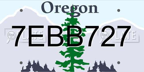 7EBB727 Oregon License Plate