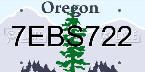 7EBS722 Oregon License Plate