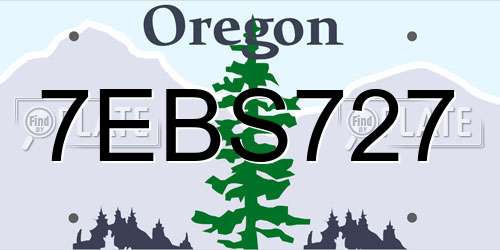 7EBS727 Oregon License Plate
