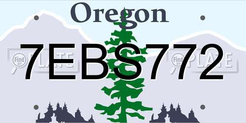 7EBS772 Oregon License Plate