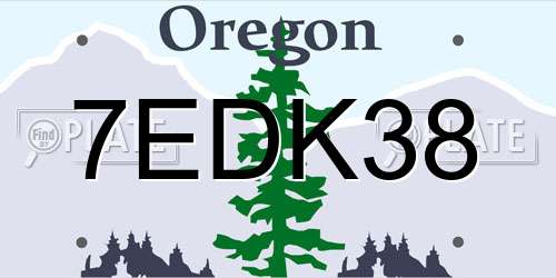 7EDK38 Oregon License Plate