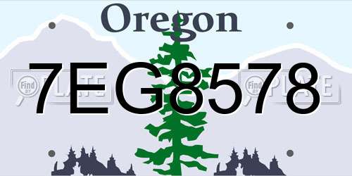 7EG8578 Oregon License Plate