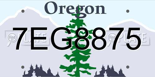 7EG8875 Oregon License Plate