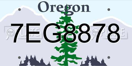 7EG8878 Oregon License Plate