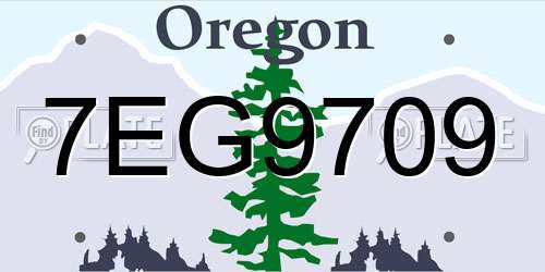 7EG9709 Oregon License Plate