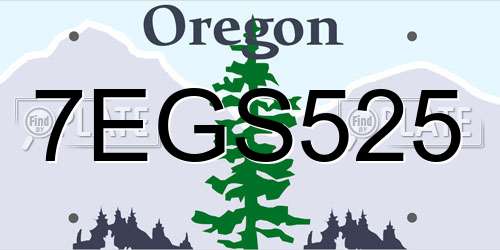 7EGS525 Oregon License Plate