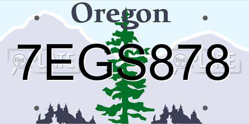 7EGS878 Oregon License Plate