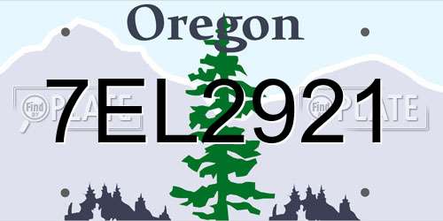7EL2921 Oregon License Plate