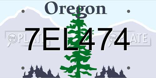 7EL474 Oregon License Plate