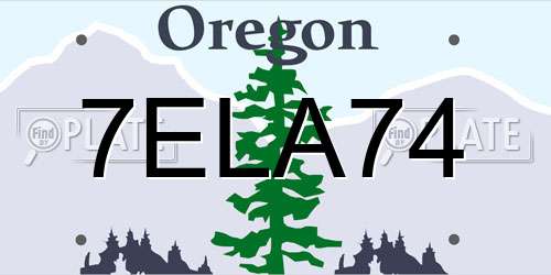 7ELA74 Oregon License Plate