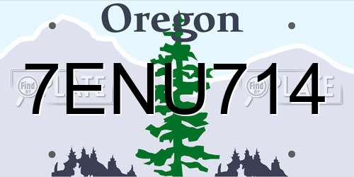 7ENU714 Oregon License Plate