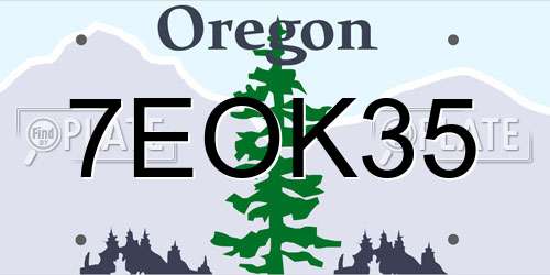 7EOK35 Oregon License Plate