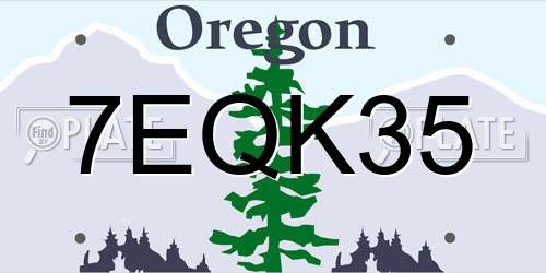 7EQK35 Oregon License Plate