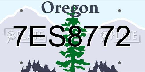 7ES8772 Oregon License Plate