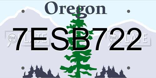 7ESB722 Oregon License Plate