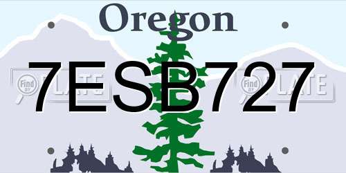 7ESB727 Oregon License Plate