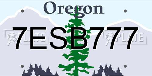 7ESB777 Oregon License Plate
