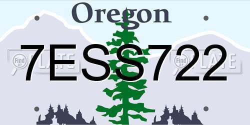 7ESS722 Oregon License Plate
