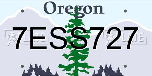 7ESS727 Oregon License Plate