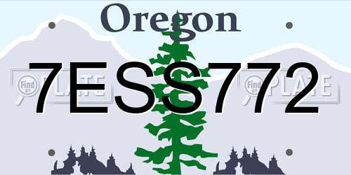 7ESS772 Oregon License Plate