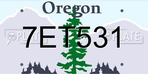 7ET531 Oregon License Plate